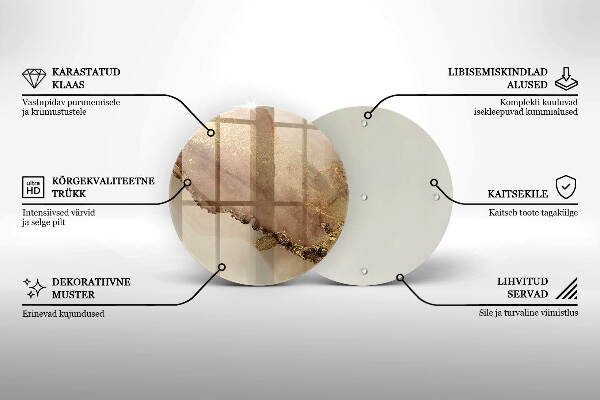 Piatto in vetro per candele con motivo oro astratto