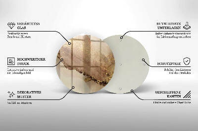 Piatto in vetro per candele con motivo oro astratto