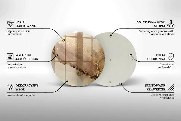 Piatto in vetro per candele con motivo oro astratto