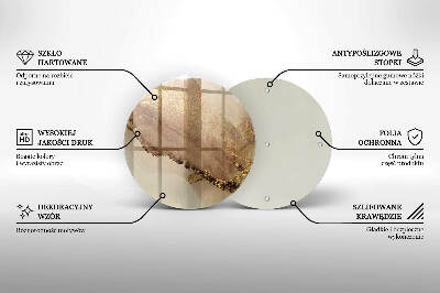Piatto in vetro per candele con motivo oro astratto