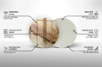 Piatto in vetro per candele con motivo oro astratto