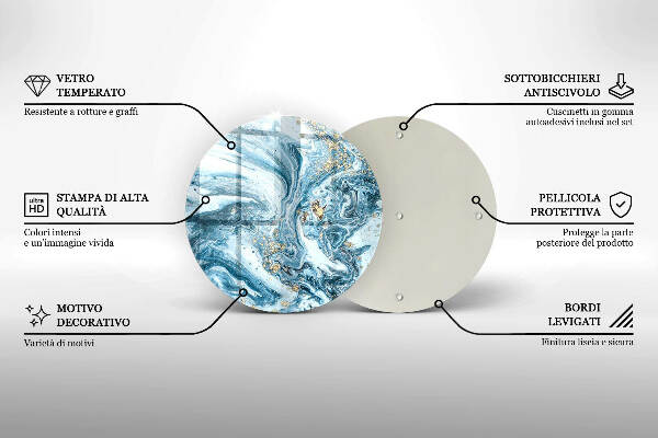 Sottobicchiere in vetro per candele tombali con struttura decorativa in oro