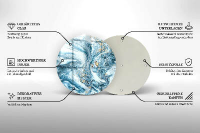 Sottobicchiere in vetro per candele tombali con struttura decorativa in oro