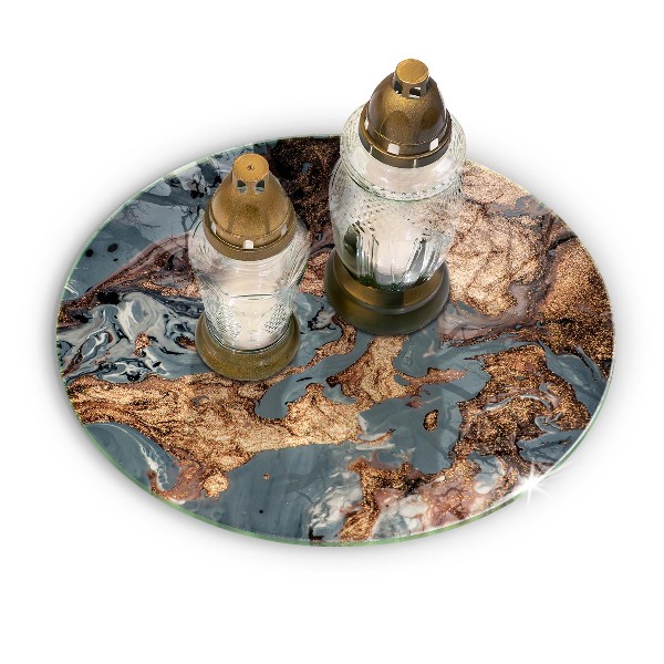 Piatto in vetro per candele con finitura dorata a effetto struttura rocciosa