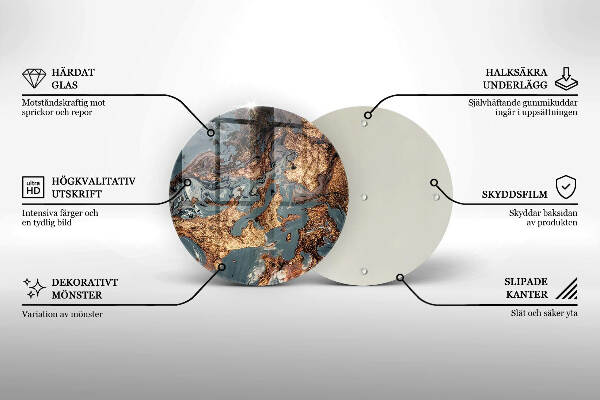 Piatto in vetro per candele con finitura dorata a effetto struttura rocciosa