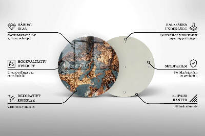 Piatto in vetro per candele con finitura dorata a effetto struttura rocciosa