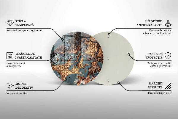 Piatto in vetro per candele con finitura dorata a effetto struttura rocciosa
