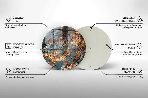 Piatto in vetro per candele con finitura dorata a effetto struttura rocciosa