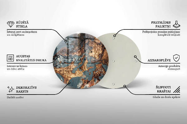 Piatto in vetro per candele con finitura dorata a effetto struttura rocciosa