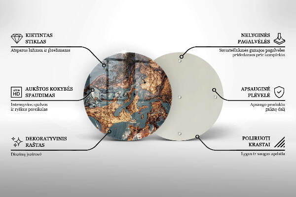 Piatto in vetro per candele con finitura dorata a effetto struttura rocciosa