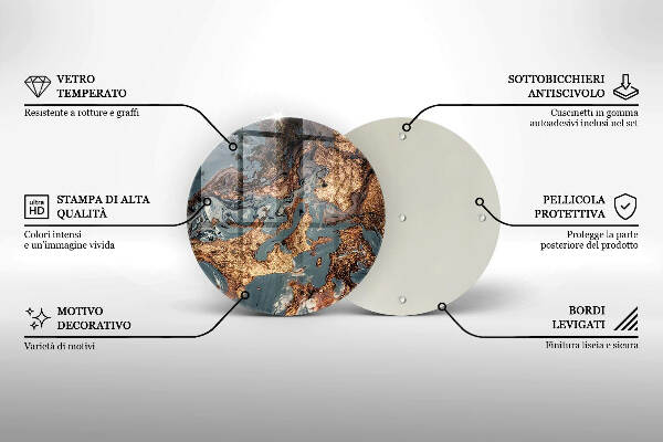 Piatto in vetro per candele con finitura dorata a effetto struttura rocciosa