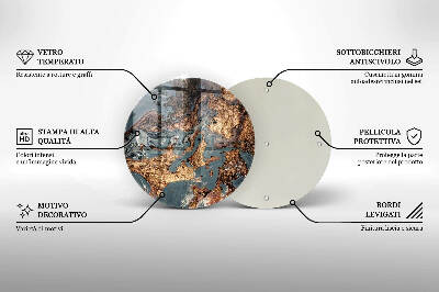 Piatto in vetro per candele con finitura dorata a effetto struttura rocciosa