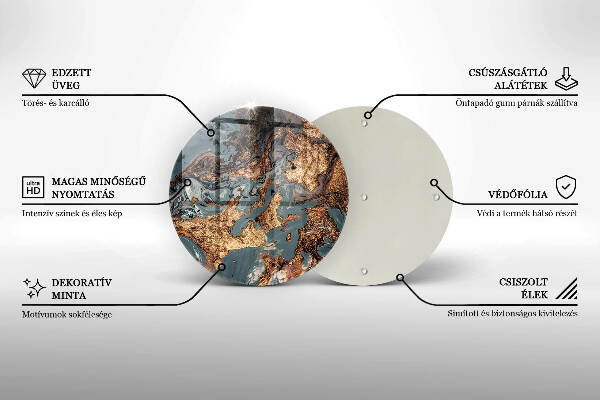 Piatto in vetro per candele con finitura dorata a effetto struttura rocciosa