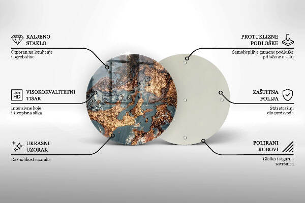Piatto in vetro per candele con finitura dorata a effetto struttura rocciosa