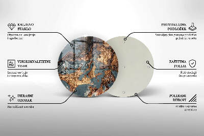 Piatto in vetro per candele con finitura dorata a effetto struttura rocciosa