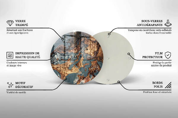 Piatto in vetro per candele con finitura dorata a effetto struttura rocciosa