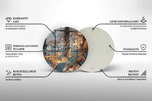 Piatto in vetro per candele con finitura dorata a effetto struttura rocciosa