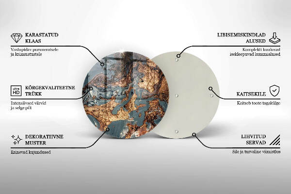 Piatto in vetro per candele con finitura dorata a effetto struttura rocciosa