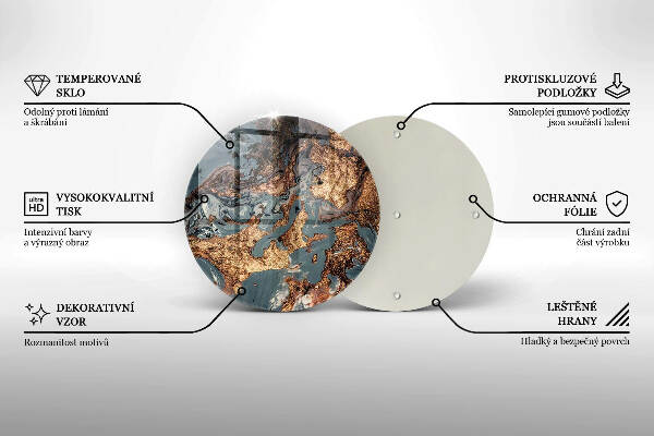 Piatto in vetro per candele con finitura dorata a effetto struttura rocciosa
