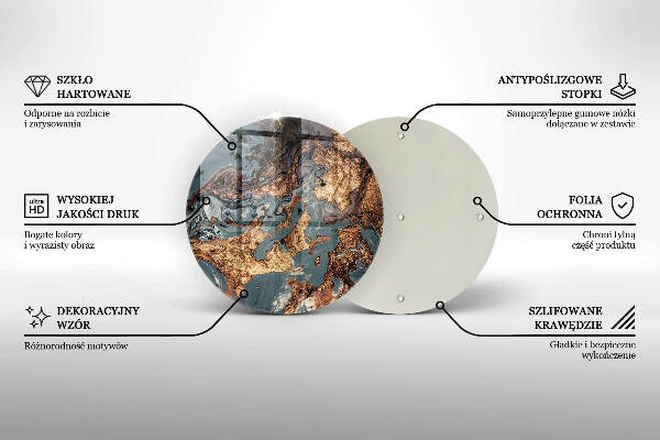 Piatto in vetro per candele con finitura dorata a effetto struttura rocciosa