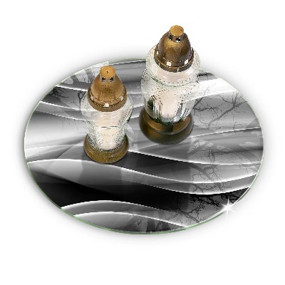 Sottobicchiere in vetro per candele tombali con motivo di linee astratte delicate