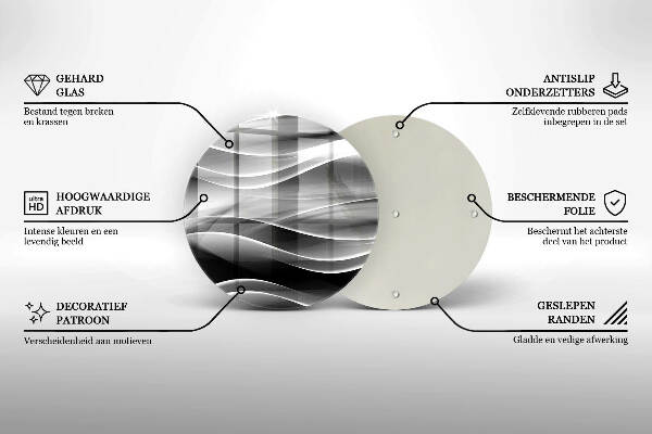 Sottobicchiere in vetro per candele tombali con motivo di linee astratte delicate
