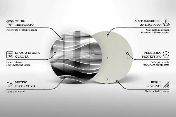 Sottobicchiere in vetro per candele tombali con motivo di linee astratte delicate