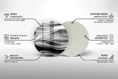 Sottobicchiere in vetro per candele tombali con motivo di linee astratte delicate