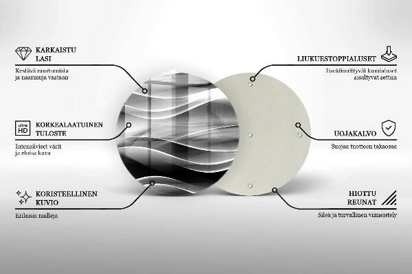 Sottobicchiere in vetro per candele tombali con motivo di linee astratte delicate