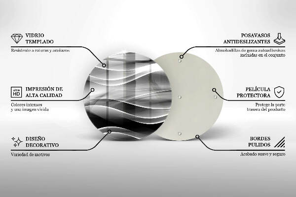 Sottobicchiere in vetro per candele tombali con motivo di linee astratte delicate