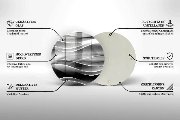 Sottobicchiere in vetro per candele tombali con motivo di linee astratte delicate
