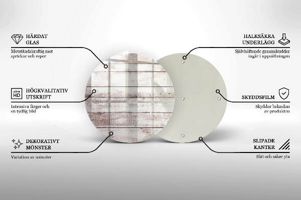 Piatto in vetro per candele con motivo di vecchie assi di legno