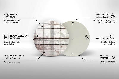 Piatto in vetro per candele con motivo di vecchie assi di legno