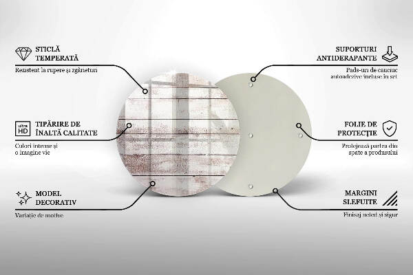 Piatto in vetro per candele con motivo di vecchie assi di legno