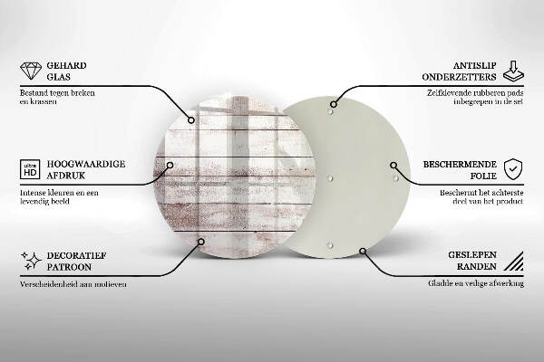Piatto in vetro per candele con motivo di vecchie assi di legno