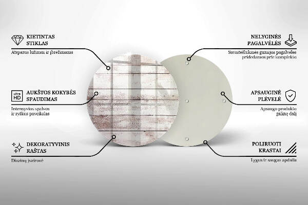 Piatto in vetro per candele con motivo di vecchie assi di legno