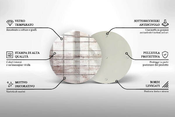 Piatto in vetro per candele con motivo di vecchie assi di legno