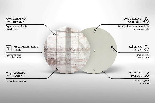Piatto in vetro per candele con motivo di vecchie assi di legno