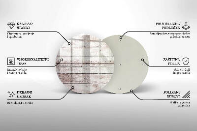 Piatto in vetro per candele con motivo di vecchie assi di legno