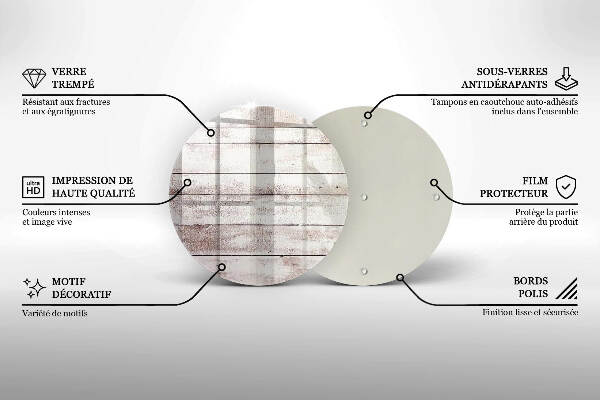 Piatto in vetro per candele con motivo di vecchie assi di legno
