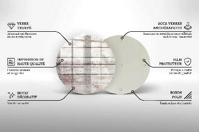 Piatto in vetro per candele con motivo di vecchie assi di legno