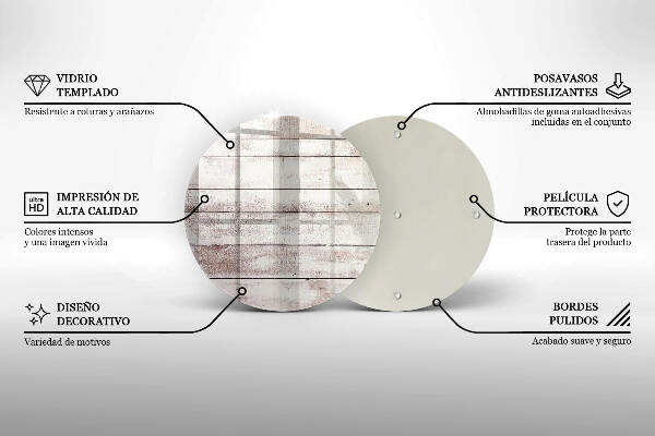 Piatto in vetro per candele con motivo di vecchie assi di legno