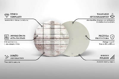Piatto in vetro per candele con motivo di vecchie assi di legno