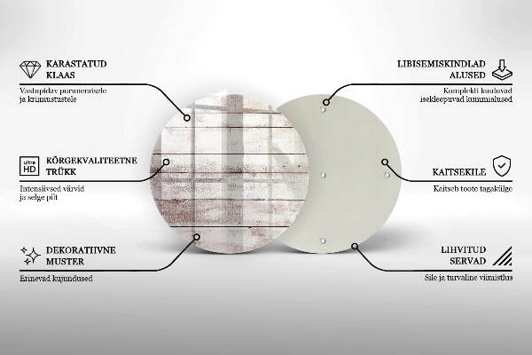 Piatto in vetro per candele con motivo di vecchie assi di legno