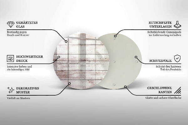 Piatto in vetro per candele con motivo di vecchie assi di legno