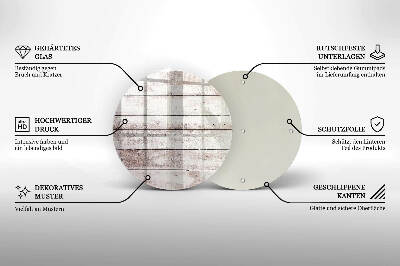 Piatto in vetro per candele con motivo di vecchie assi di legno