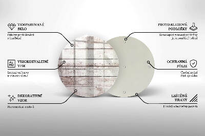 Piatto in vetro per candele con motivo di vecchie assi di legno