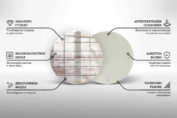 Piatto in vetro per candele con motivo di vecchie assi di legno