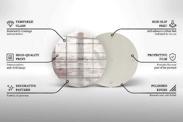Piatto in vetro per candele con motivo di vecchie assi di legno