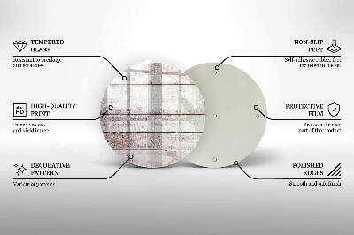 Piatto in vetro per candele con motivo di vecchie assi di legno